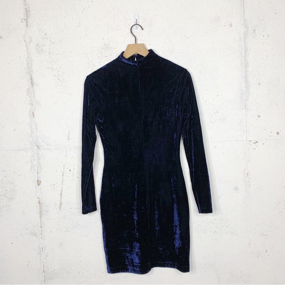 Reiss Mockneck Velvet Open Back Long Sleeve Greysie Dress Size 4
